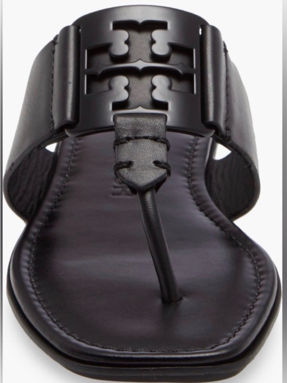 Tory Burch Women’s Black Leather Logo Sandal